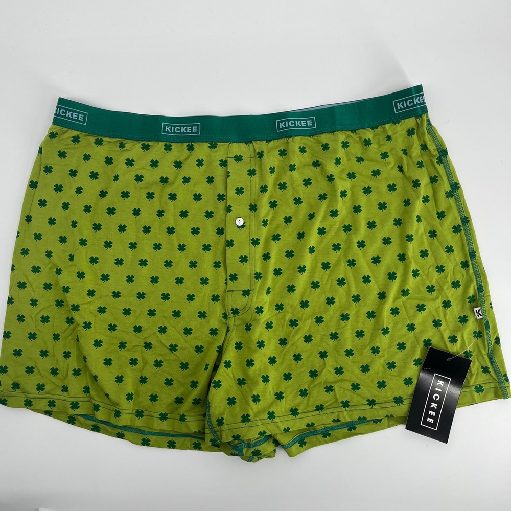 KicKee Pants Mens‎ Print Boxer Short Meadow Clover St Patricks Day 2XL